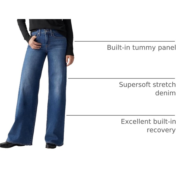 Levi's 318 Shaping Wide Leg Denim Jeans in Clever Girl 29x32 - Picture 4 of 15